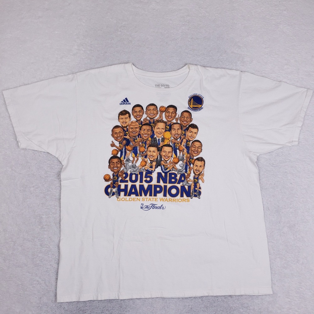 Adidas T Shirt Men 2XL Golden State Warriors 2015 NBA Champions White Caricature